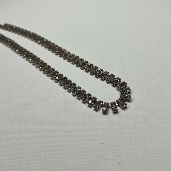 VINTAGE Silver-tone Necklace with Rhinestones - Picture 2 of 5